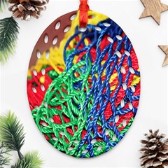 Thread Texture Pattern Oval Filigree Ornament (two Sides) by artworkshop