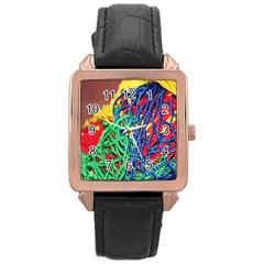 Thread Texture Pattern Rose Gold Leather Watch  by artworkshop