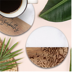 Thread Texture Pattern Classic Marble Wood Coaster (round) 