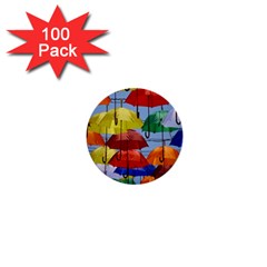 Umbrellas Colourful 1  Mini Buttons (100 Pack)  by artworkshop