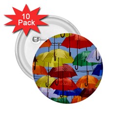 Umbrellas Colourful 2 25  Buttons (10 Pack)  by artworkshop