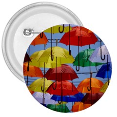 Umbrellas Colourful 3  Buttons by artworkshop