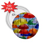 Umbrellas Colourful 2.25  Buttons (100 pack)  Front