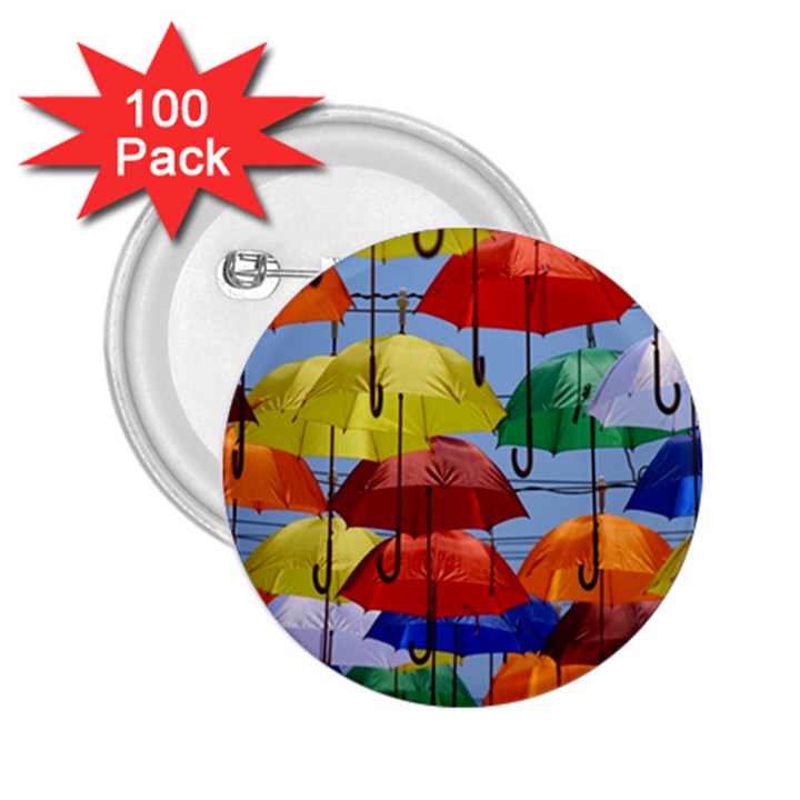 Umbrellas Colourful 2.25  Buttons (100 pack) 