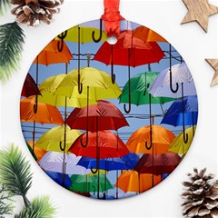 Umbrellas Colourful Ornament (round) by artworkshop