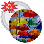 Umbrellas Colourful 3  Buttons (10 pack)  Front