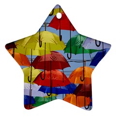 Umbrellas Colourful Ornament (star) by artworkshop