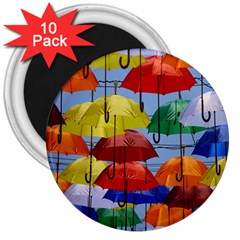 Umbrellas Colourful 3  Magnets (10 Pack)  by artworkshop