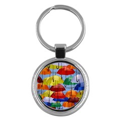 Umbrellas Colourful Key Chain (round) by artworkshop