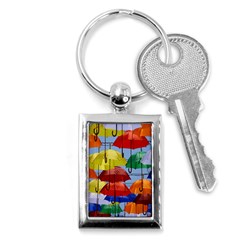 Umbrellas Colourful Key Chain (rectangle) by artworkshop