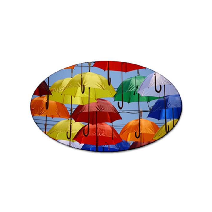 Umbrellas Colourful Sticker Oval (100 pack)