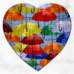 Umbrellas Colourful Jigsaw Puzzle (heart) by artworkshop