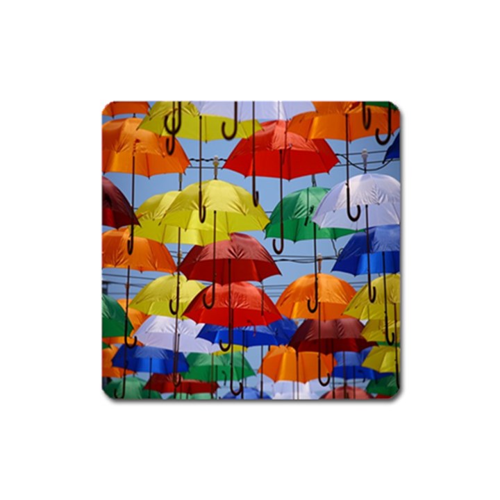 Umbrellas Colourful Square Magnet