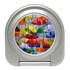 Umbrellas Colourful Travel Alarm Clock by artworkshop