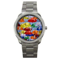 Umbrellas Colourful Sport Metal Watch by artworkshop