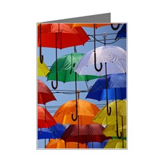 Umbrellas Colourful Mini Greeting Card by artworkshop