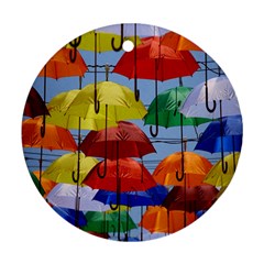 Umbrellas Colourful Round Ornament (two Sides) by artworkshop