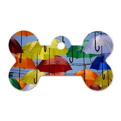 Umbrellas Colourful Dog Tag Bone (one Side) by artworkshop