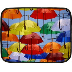 Umbrellas Colourful One Side Fleece Blanket (mini) by artworkshop