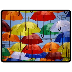 Umbrellas Colourful One Side Fleece Blanket (large) by artworkshop