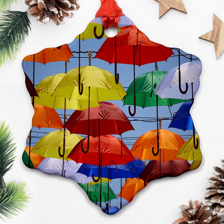 Umbrellas Colourful Ornament (Snowflake)