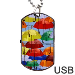 Umbrellas Colourful Dog Tag Usb Flash (one Side) by artworkshop