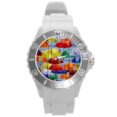 Umbrellas Colourful Round Plastic Sport Watch (l) by artworkshop