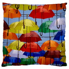 Umbrellas Colourful Large Cushion Case (one Side) by artworkshop