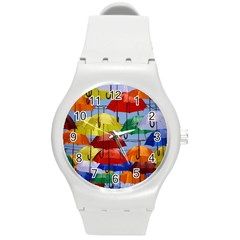 Umbrellas Colourful Round Plastic Sport Watch (m) by artworkshop