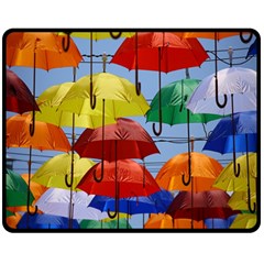 Umbrellas Colourful Fleece Blanket (medium) by artworkshop