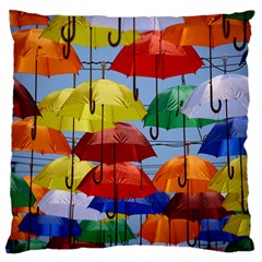 Umbrellas Colourful Large Premium Plush Fleece Cushion Case (two Sides) by artworkshop