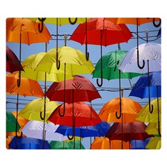 Umbrellas Colourful Premium Plush Fleece Blanket (small) by artworkshop