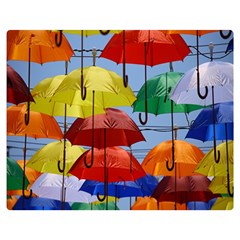 Umbrellas Colourful Premium Plush Fleece Blanket (medium) by artworkshop