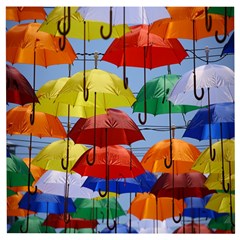 Umbrellas Colourful Wooden Puzzle Square by artworkshop