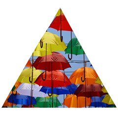 Umbrellas Colourful Wooden Puzzle Triangle by artworkshop