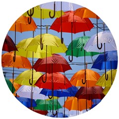 Umbrellas Colourful Wooden Puzzle Round by artworkshop