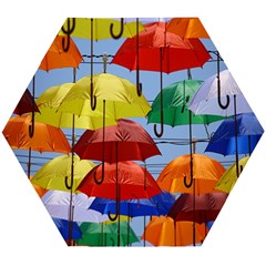 Umbrellas Colourful Wooden Puzzle Hexagon by artworkshop