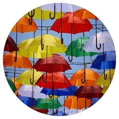 Umbrellas Colourful Round Trivet by artworkshop