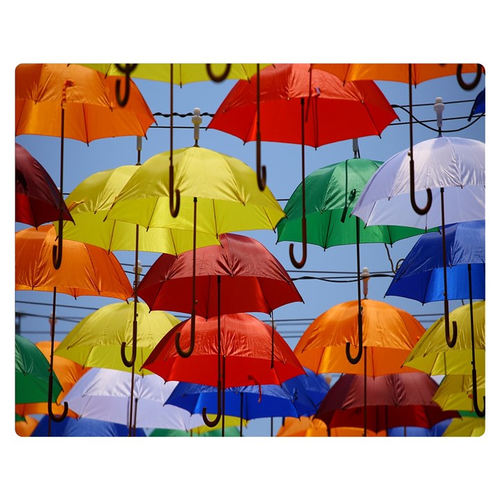 Umbrellas Colourful One Side Premium Plush Fleece Blanket (Medium)