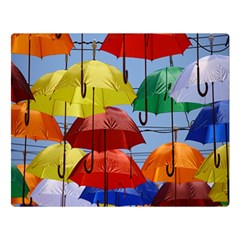 Umbrellas Colourful One Side Premium Plush Fleece Blanket (large) by artworkshop