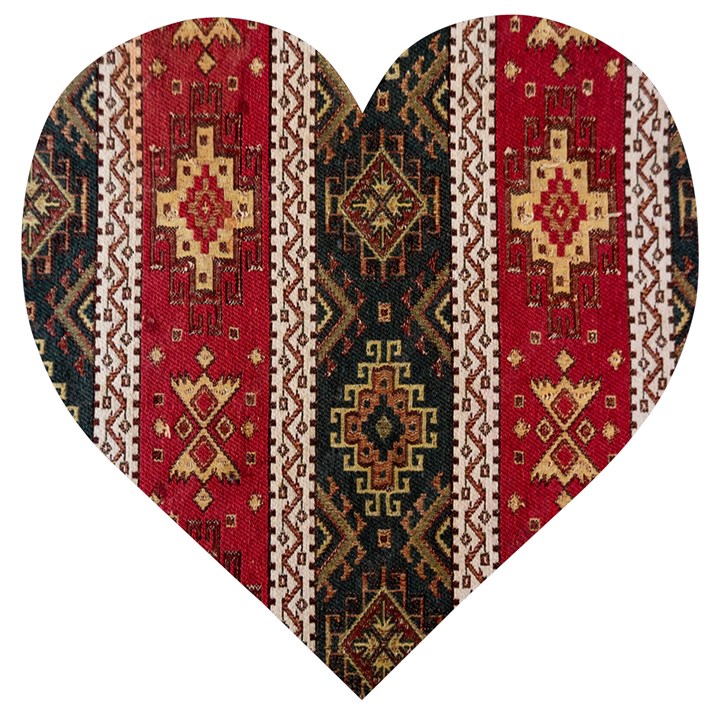 Uzbek Pattern In Temple Wooden Puzzle Heart