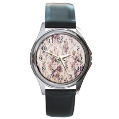 Vintage Floral Pattern Round Metal Watch