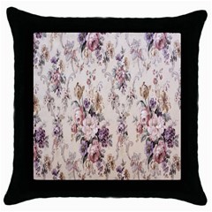 Vintage Floral Pattern Throw Pillow Case (Black)