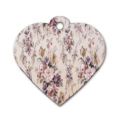 Vintage Floral Pattern Dog Tag Heart (two Sides) by artworkshop