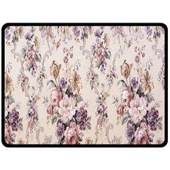 Vintage Floral Pattern Fleece Blanket (Large)