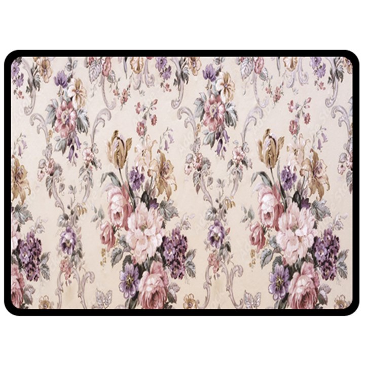 Vintage Floral Pattern Fleece Blanket (Large)