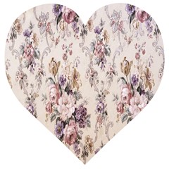 Vintage Floral Pattern Wooden Puzzle Heart