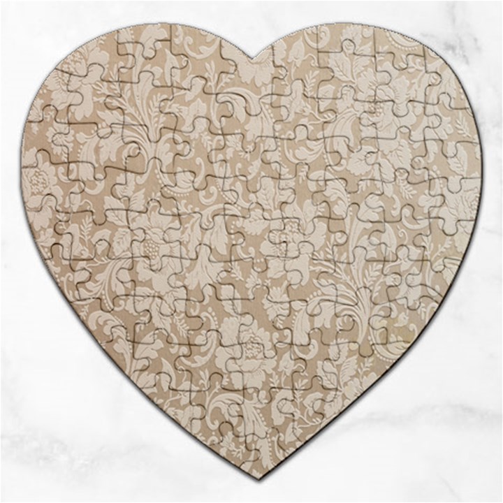 Vintage Wallpaper With Flowers Jigsaw Puzzle (Heart)