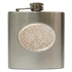 Vintage Wallpaper With Flowers Hip Flask (6 Oz) by artworkshop