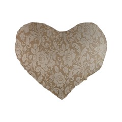 Vintage Wallpaper With Flowers Standard 16  Premium Flano Heart Shape Cushions by artworkshop